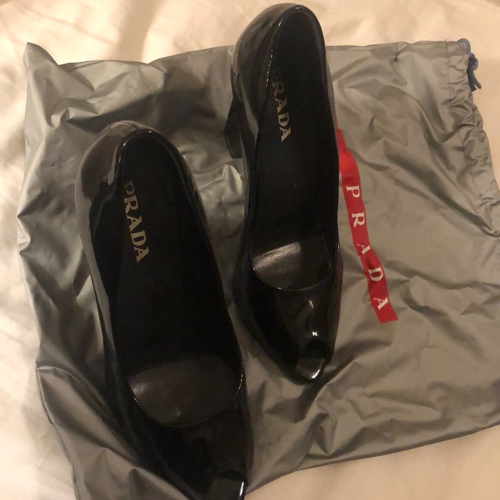 Prada one toed black heels